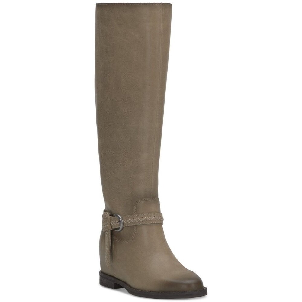 Lucky Brand Womens Maltet Knee High Wedge Boots Silver Cloud Size 9.5M NIB